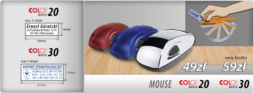 Colop Mouse Pieczątka kieszonkowa Colop Mouse 20 - 49zł, Colop Mouse 30 - 59zł